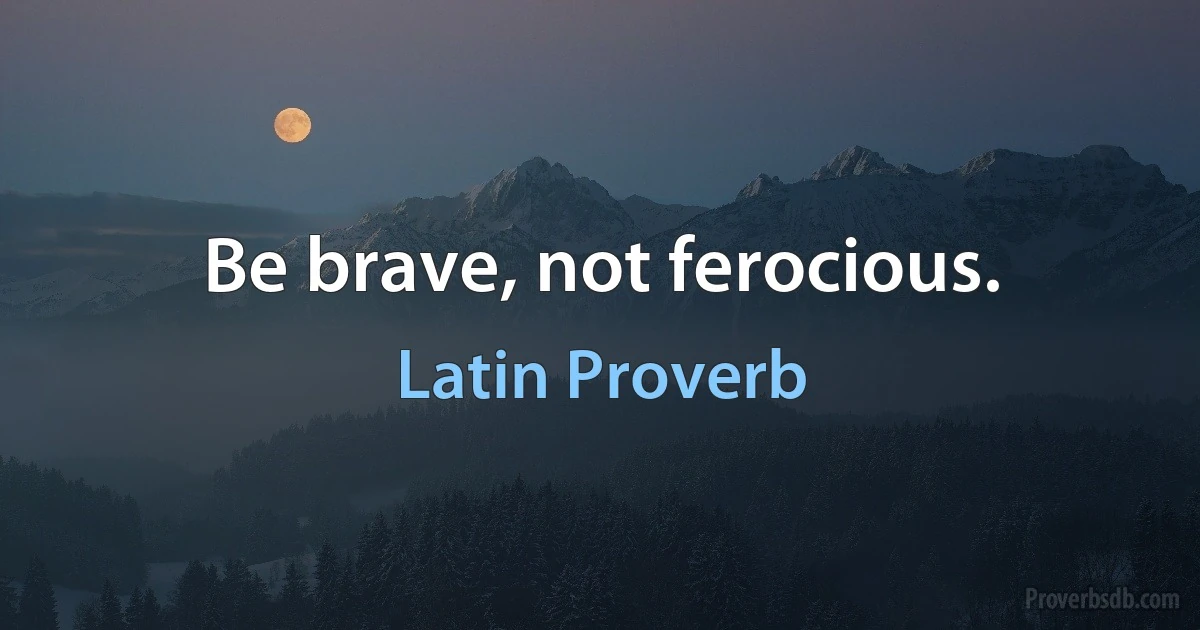 Be brave, not ferocious. (Latin Proverb)