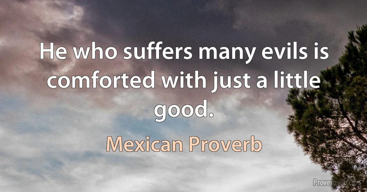 He who suffers many evils is comforted with just a little good. (Mexican Proverb)