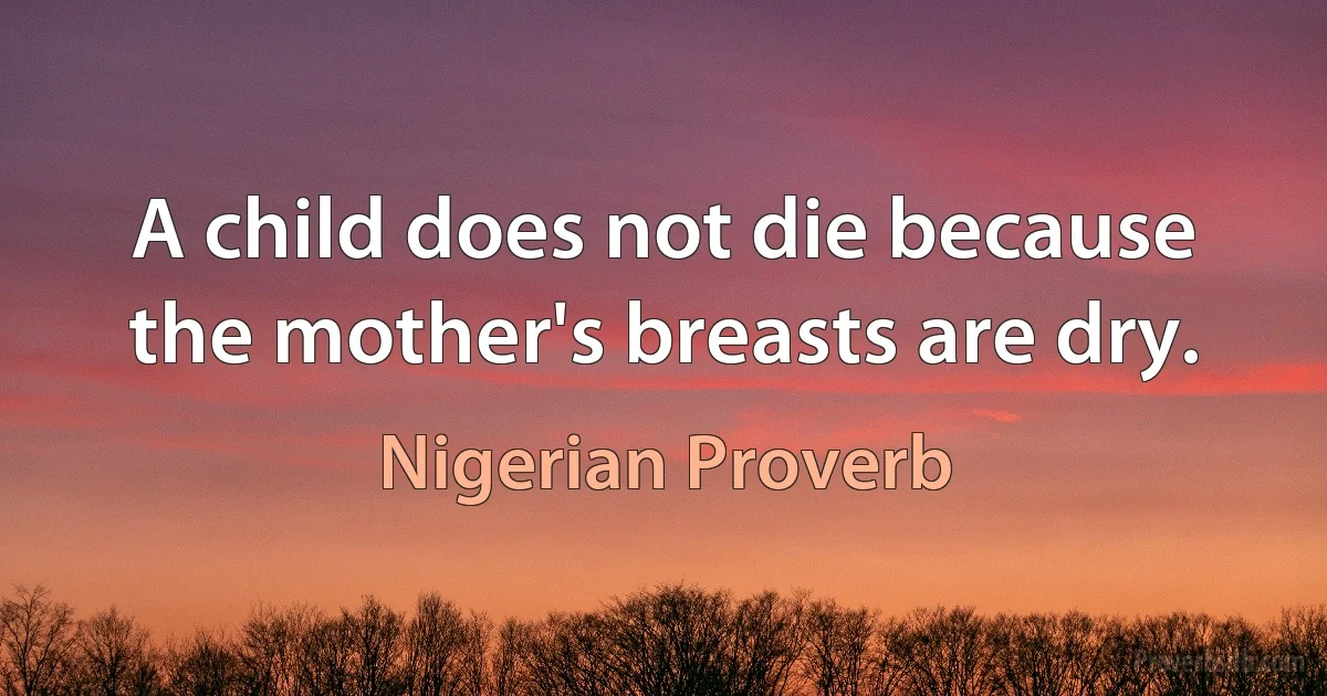 A child does not die because the mother's breasts are dry. (Nigerian Proverb)