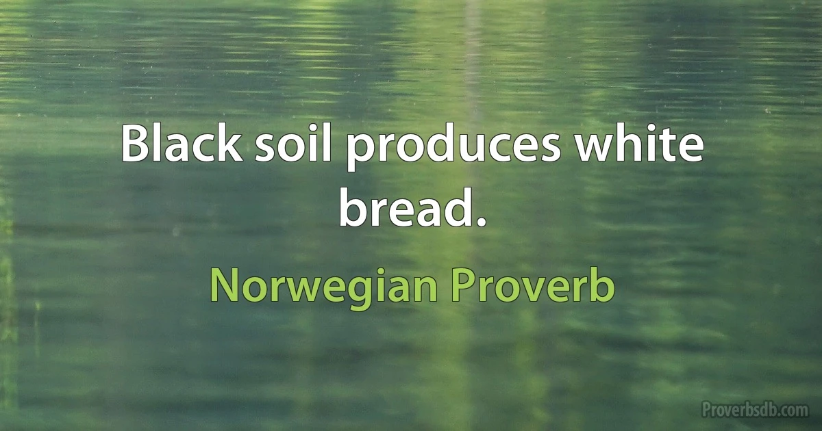 Black soil produces white bread. (Norwegian Proverb)