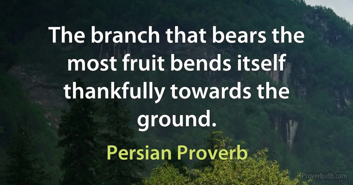 The branch that bears the most fruit bends itself thankfully towards the ground. (Persian Proverb)