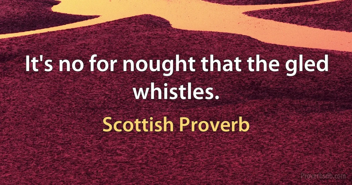 It's no for nought that the gled whistles. (Scottish Proverb)