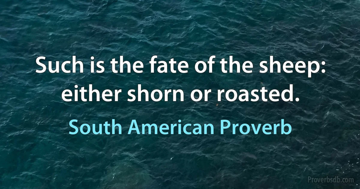 Such is the fate of the sheep: either shorn or roasted. (South American Proverb)