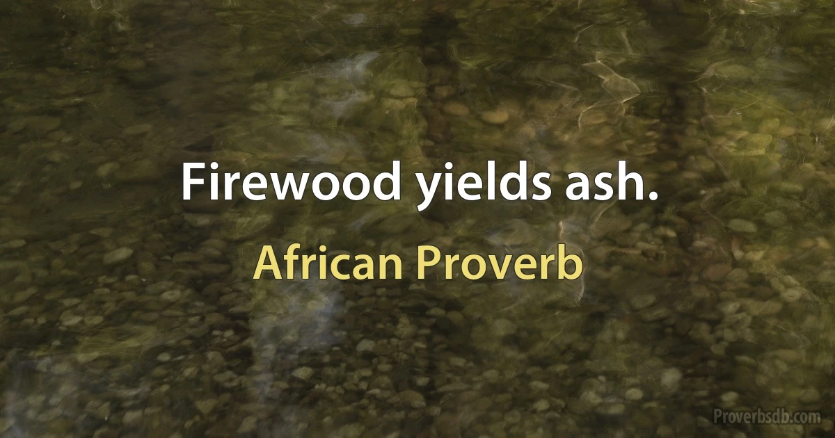 Firewood yields ash. (African Proverb)