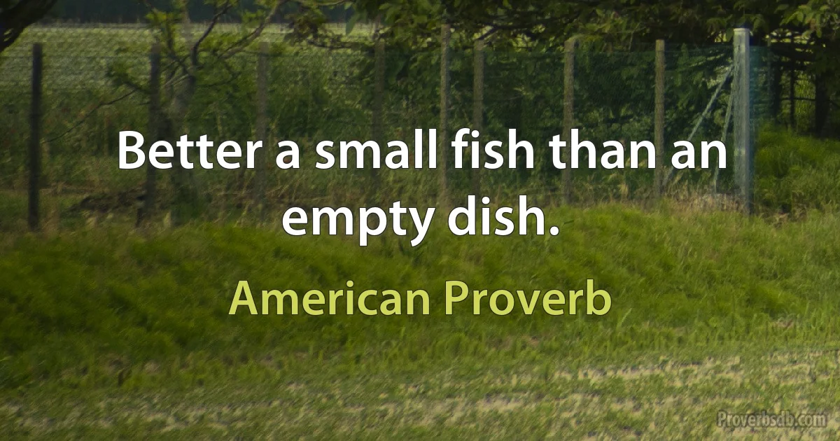 Better a small fish than an empty dish. (American Proverb)