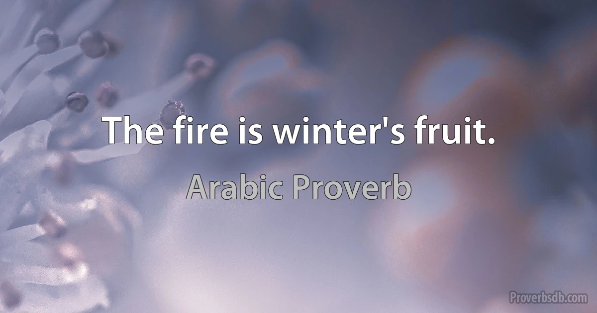 The fire is winter's fruit. (Arabic Proverb)