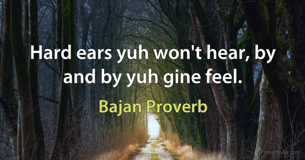 Hard ears yuh won't hear, by and by yuh gine feel. (Bajan Proverb)