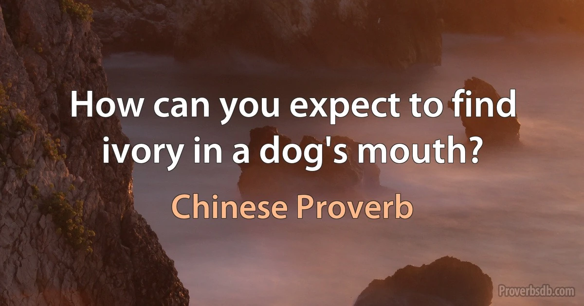 How can you expect to find ivory in a dog's mouth? (Chinese Proverb)