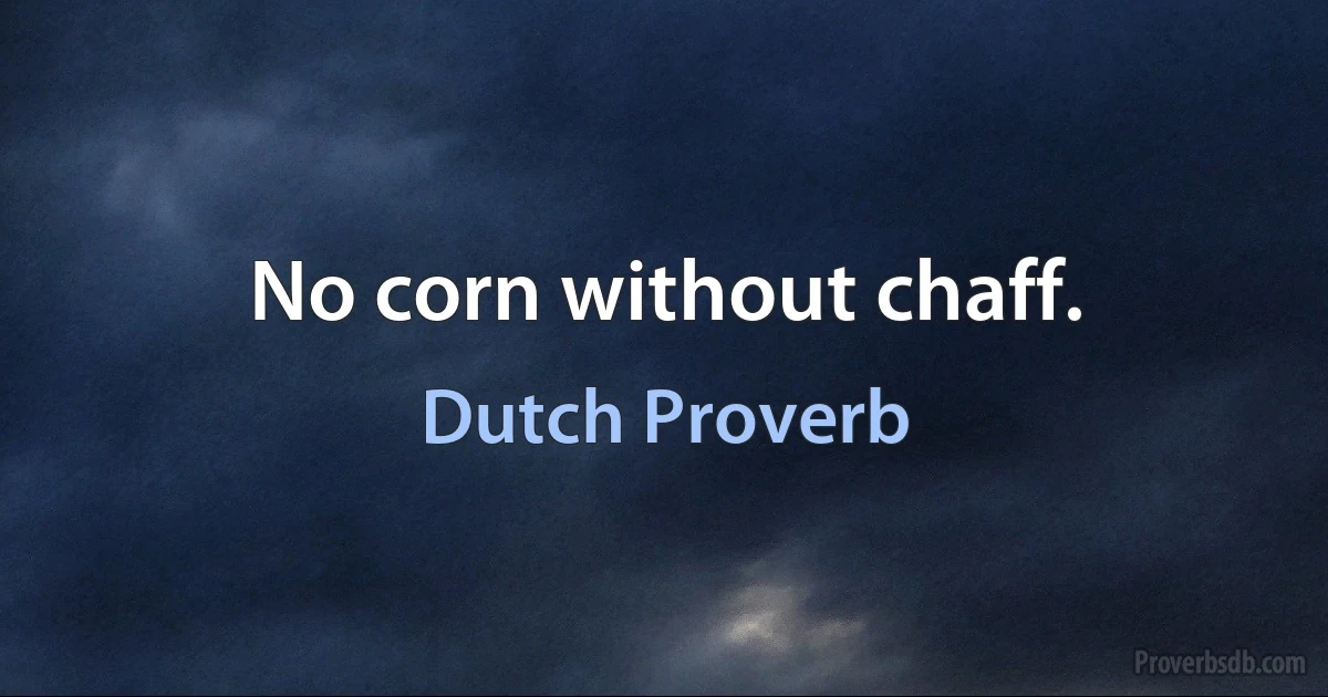 No corn without chaff. (Dutch Proverb)