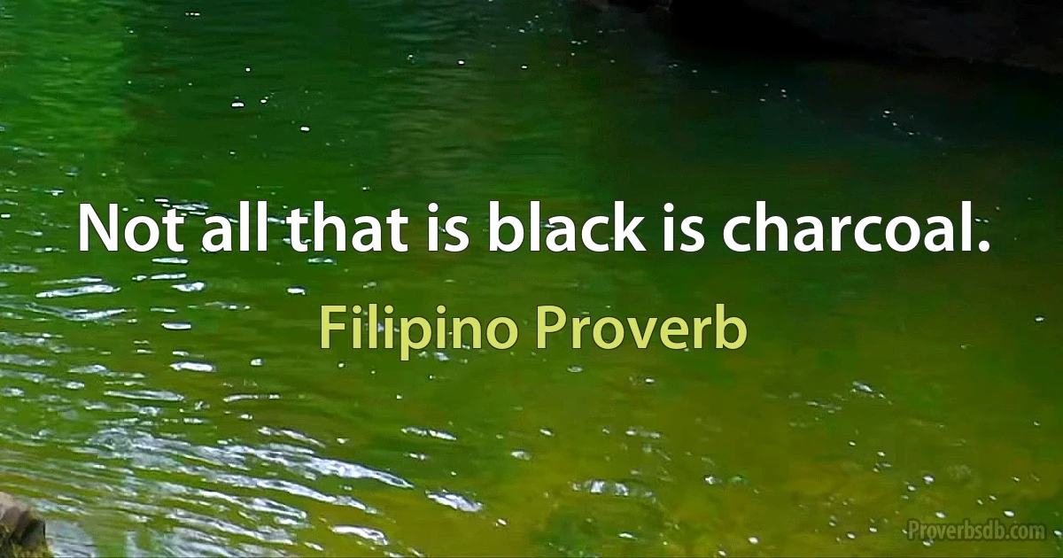 Not all that is black is charcoal. (Filipino Proverb)