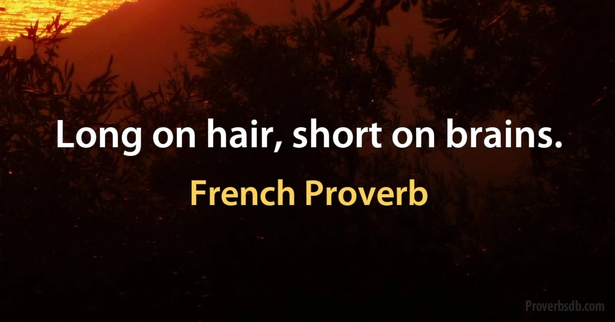 Long on hair, short on brains. (French Proverb)