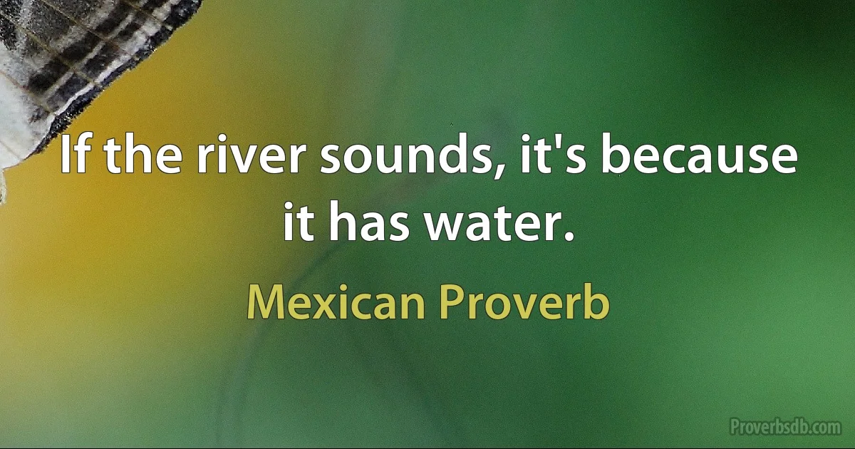 If the river sounds, it's because it has water. (Mexican Proverb)