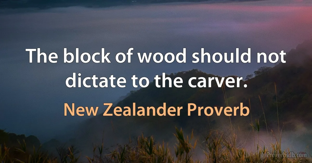 The block of wood should not dictate to the carver. (New Zealander Proverb)