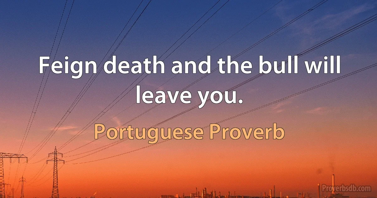 Feign death and the bull will leave you. (Portuguese Proverb)