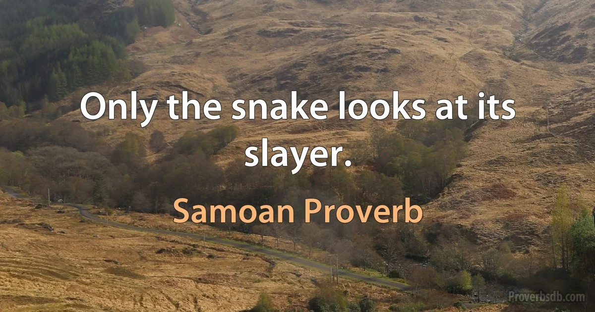 Only the snake looks at its slayer. (Samoan Proverb)