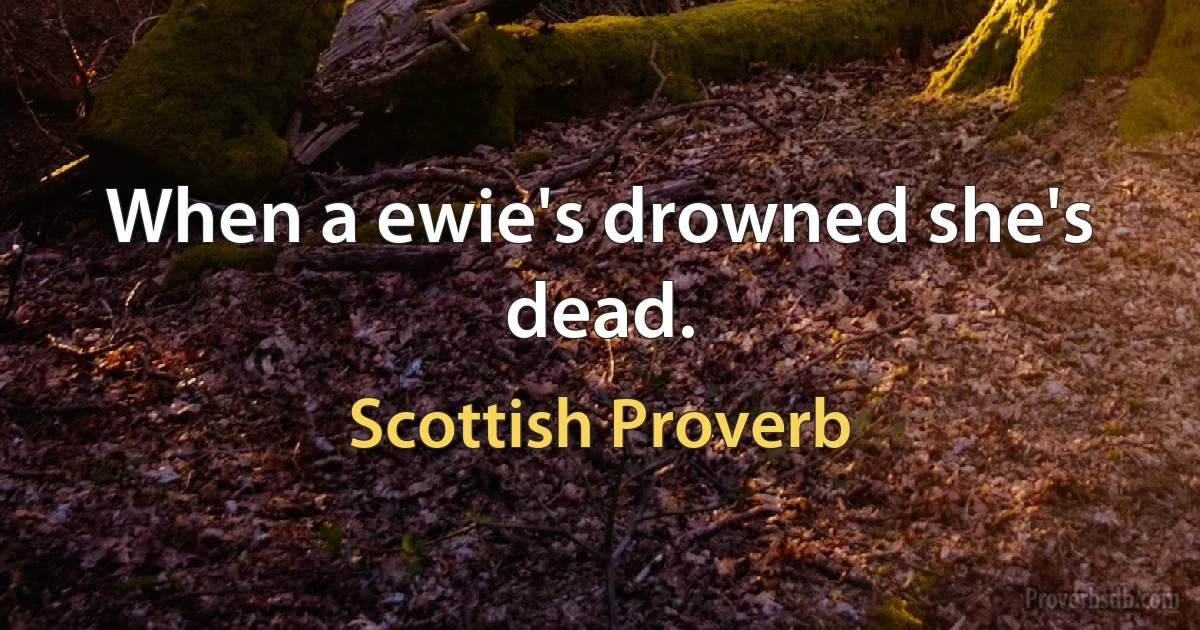 When a ewie's drowned she's dead. (Scottish Proverb)