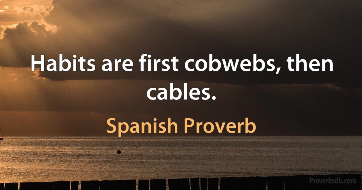 Habits are first cobwebs, then cables. (Spanish Proverb)