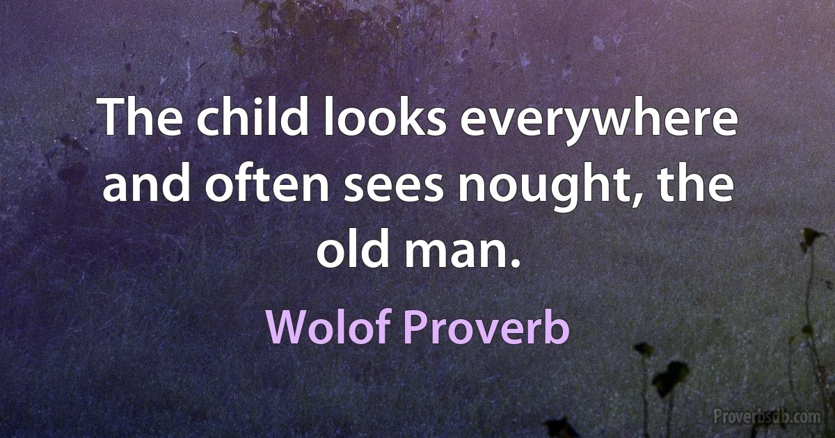 The child looks everywhere and often sees nought, the old man. (Wolof Proverb)